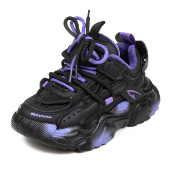 Кросівки осінь-зима 28031 чорно-фіолетові (27-32) KT